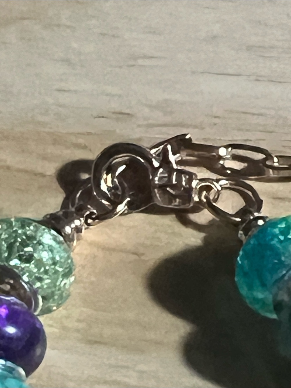 Colorful Bead Charm Bracelet with Black Teardrop Pendant - Women Jewelry B192 - Picture 5 of 6